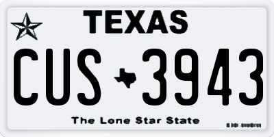TX license plate CUS3943