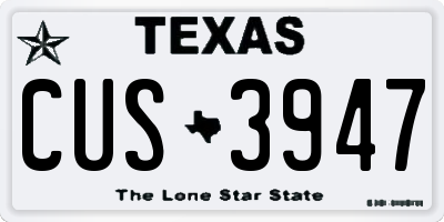 TX license plate CUS3947