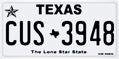 TX license plate CUS3948