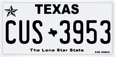 TX license plate CUS3953