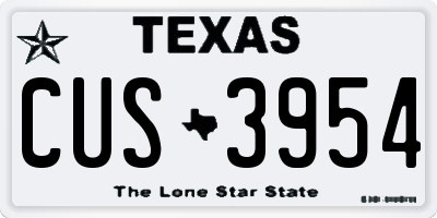 TX license plate CUS3954