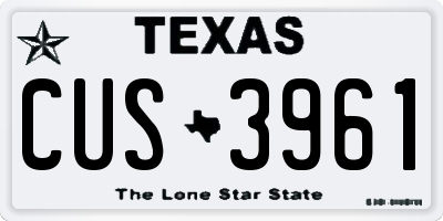 TX license plate CUS3961