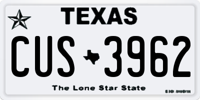 TX license plate CUS3962