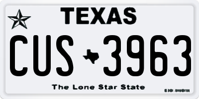 TX license plate CUS3963