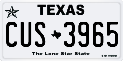 TX license plate CUS3965