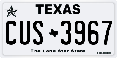 TX license plate CUS3967