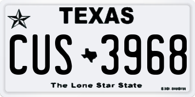 TX license plate CUS3968