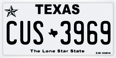 TX license plate CUS3969