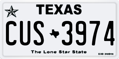 TX license plate CUS3974