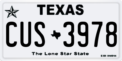 TX license plate CUS3978