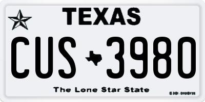 TX license plate CUS3980