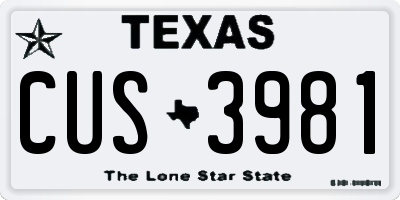 TX license plate CUS3981