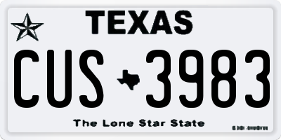 TX license plate CUS3983