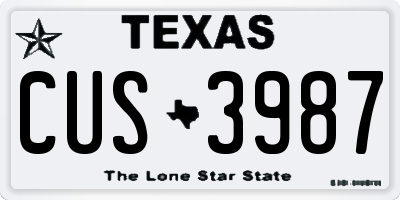 TX license plate CUS3987