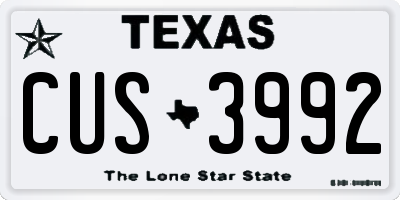 TX license plate CUS3992