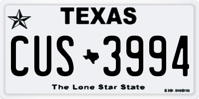 TX license plate CUS3994