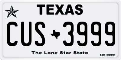 TX license plate CUS3999