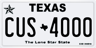 TX license plate CUS4000
