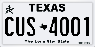 TX license plate CUS4001