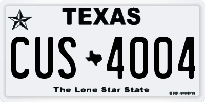 TX license plate CUS4004
