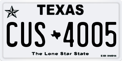 TX license plate CUS4005
