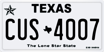 TX license plate CUS4007