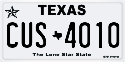 TX license plate CUS4010