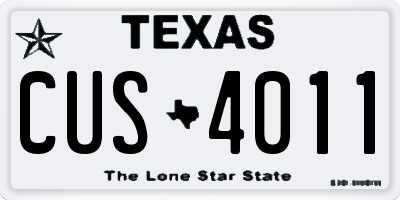 TX license plate CUS4011
