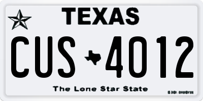 TX license plate CUS4012