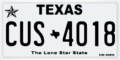 TX license plate CUS4018