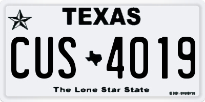 TX license plate CUS4019