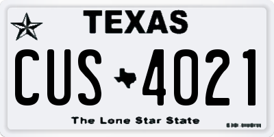 TX license plate CUS4021