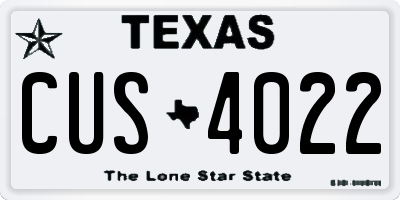 TX license plate CUS4022