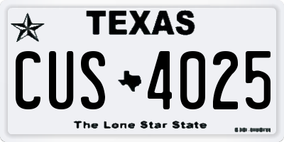 TX license plate CUS4025