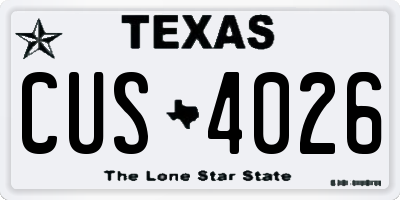 TX license plate CUS4026