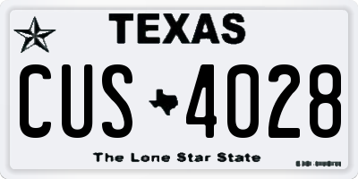 TX license plate CUS4028