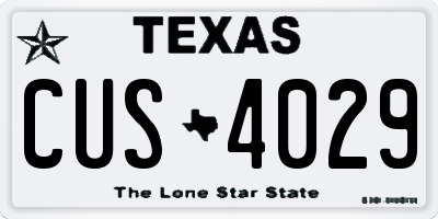 TX license plate CUS4029