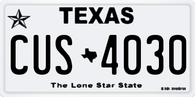 TX license plate CUS4030