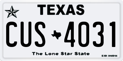 TX license plate CUS4031