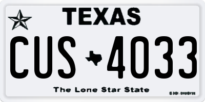 TX license plate CUS4033