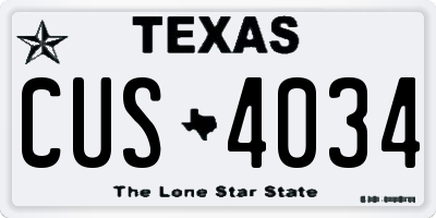 TX license plate CUS4034
