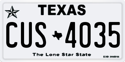 TX license plate CUS4035