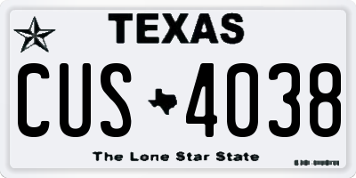 TX license plate CUS4038