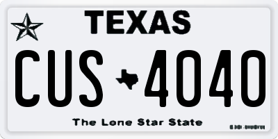 TX license plate CUS4040