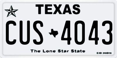 TX license plate CUS4043