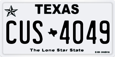 TX license plate CUS4049