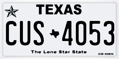 TX license plate CUS4053
