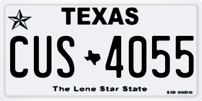TX license plate CUS4055