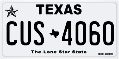 TX license plate CUS4060