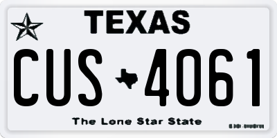 TX license plate CUS4061